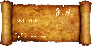 Hohl Alda névjegykártya